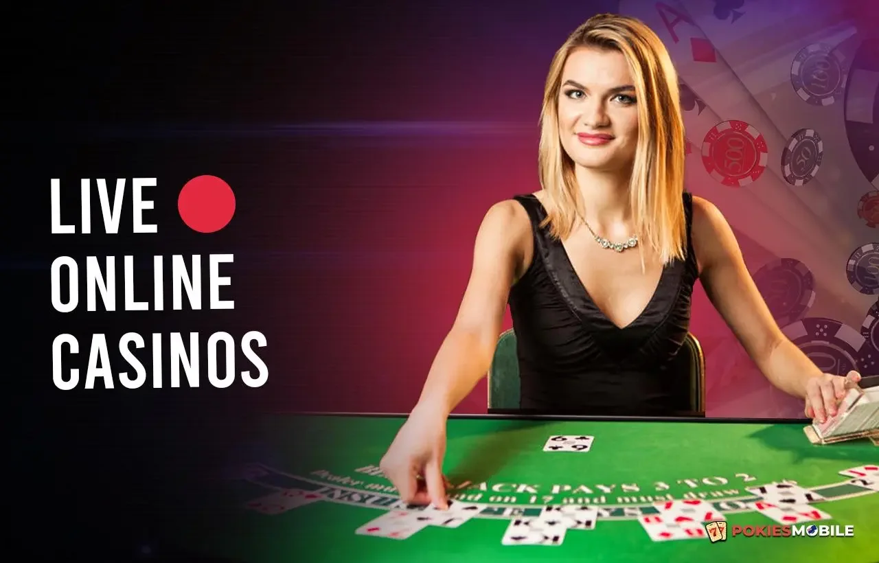 Tampilan meja kasino live dengan dealer dan suasana ruang permainan