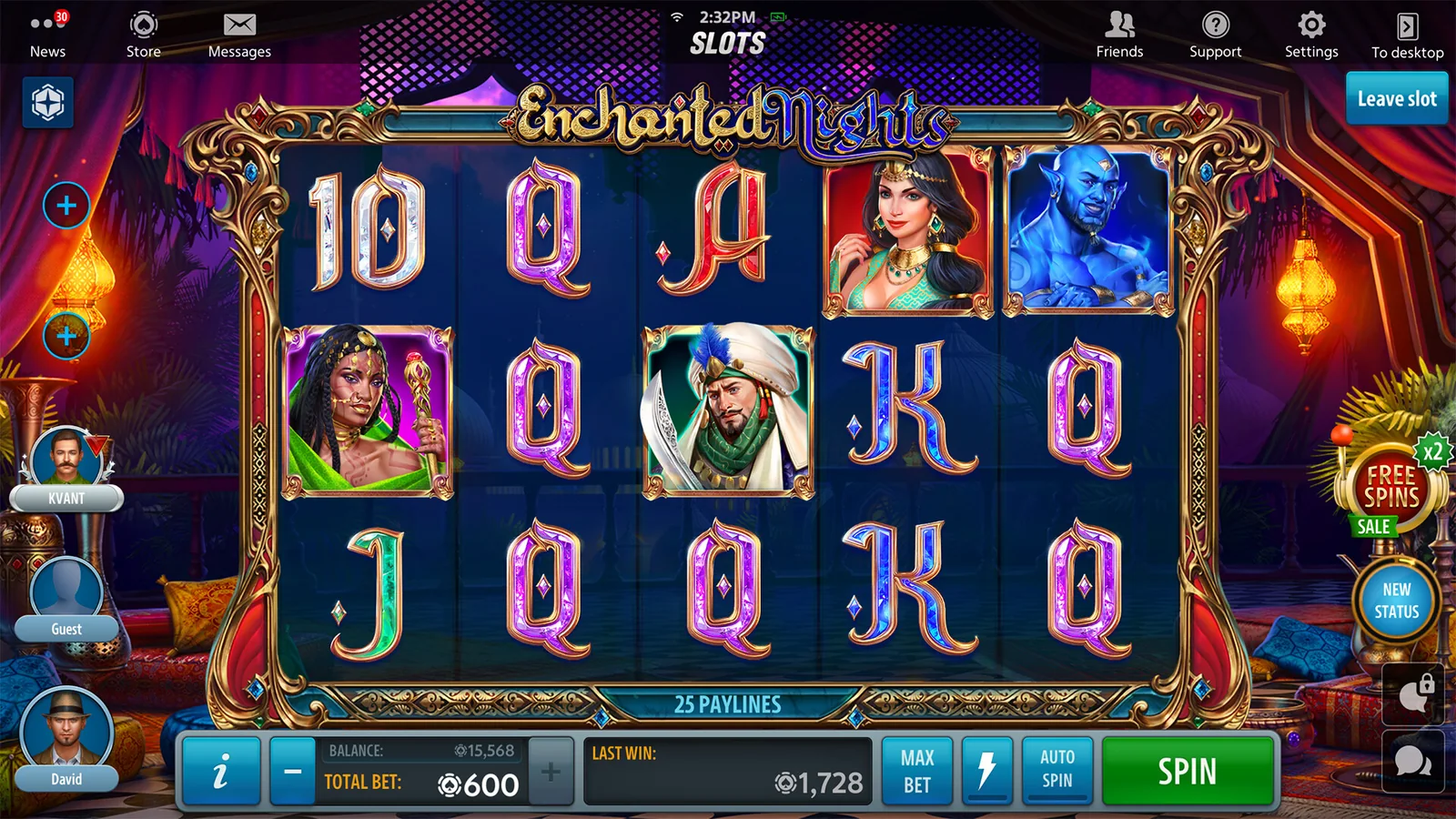 Tampilan permainan slot dengan reel dan simbol berwarna